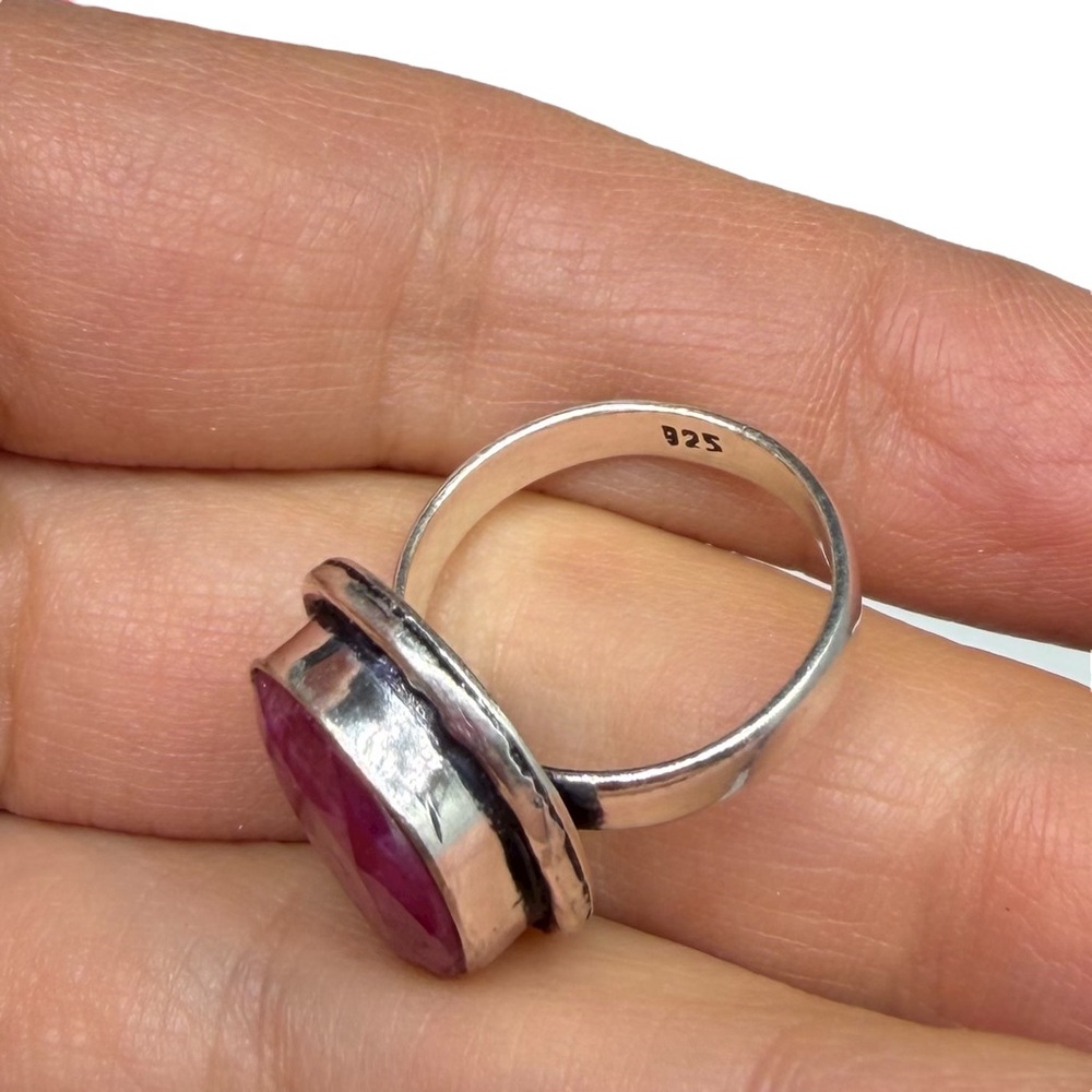 Ruby Ring 925 Sterling Silver Overlay Size 6 - image 7